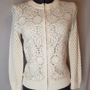 Tory Burch Trixy Cardigan Ivory Crochet Size XS